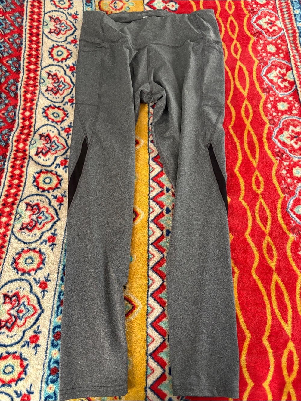 Gray Athletic Leggings with Mesh Panels